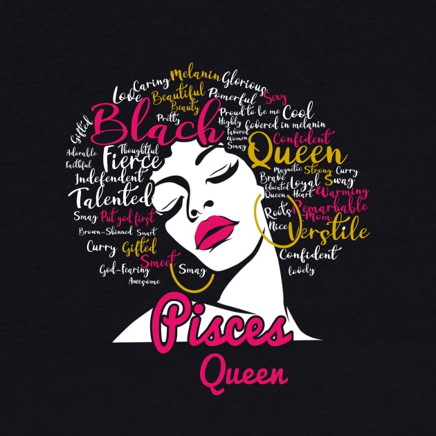 Pisces Queen Funny Birthday Gift for Black Women Girl by easleyzzi